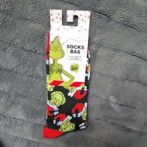 The Grinch With Santa Hats Crew Socks For Men, New With Tags